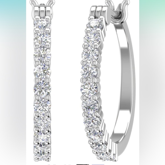 FINEROCK Jewelry - 0.5 Carats Natural Diamond Hoop Earrings in 10K white gold